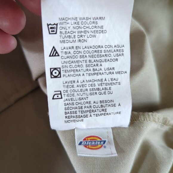 Dickies Mens Long Sleeve Button-Up Work Shirt Size XL Khaki Cotton/Polyester - Picture 9 of 15